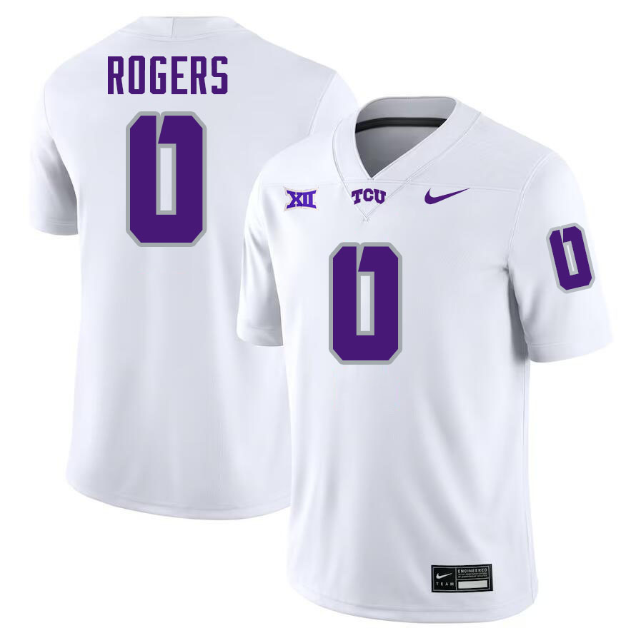 #0 DJ Rogers TCU Jersey,Texas Christian University Horned Frogs Football Jersey-White